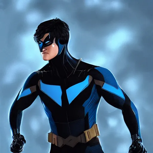 Image similar to Tom Holland is Nightwing, hyperdetailed, artstation, cgsociety, 8k