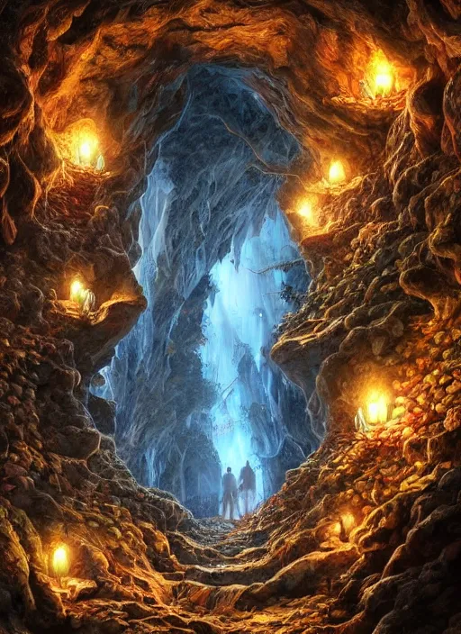Image similar to photo of magical crystal cave, realistic, sharp focus, 8 k high definition, insanely detailed, intricate, elegant, art by stanley lau and artgerm