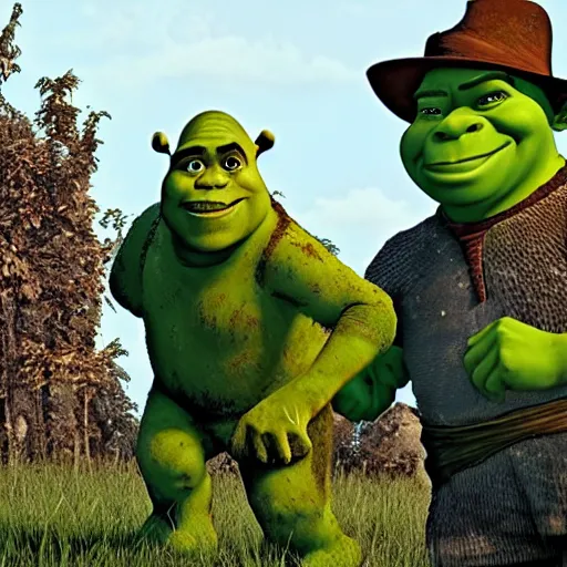 Image similar to Shrek in The Walking Dead 4K quality photorealism