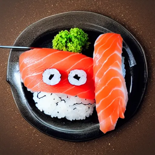 Prompt: a sushi monster