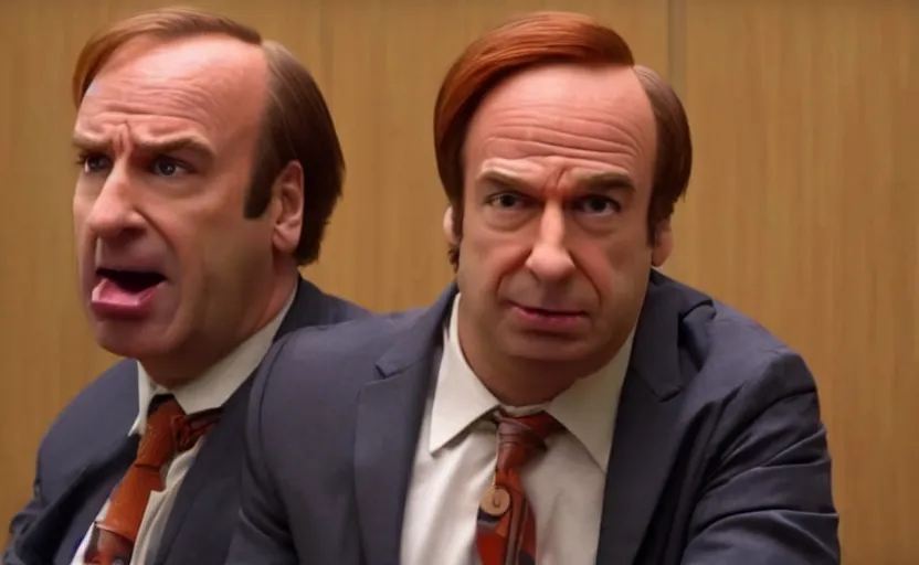 Prompt: saul goodman defending the annoying orange in court, high quality, 4k, television stil