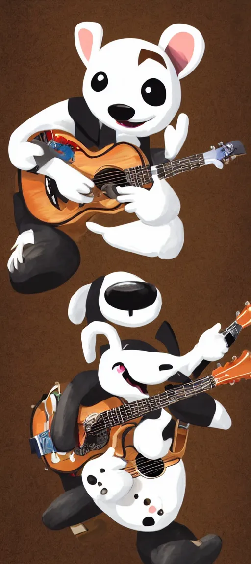 Image similar to K.K Slider playing guitar at a concert, portrait full body, digital art, high quality, detailed