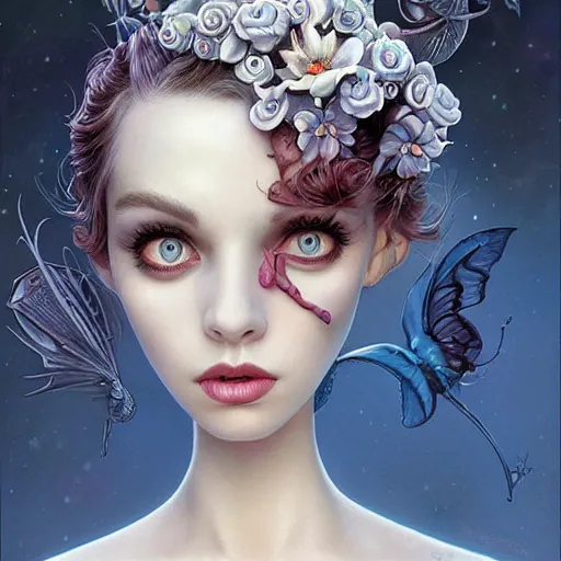 Image similar to !dream Lofi portrait in the garden, Pixar style by Joe Fenton and Stanley Artgerm and Tom Bagshaw and Tim Burton