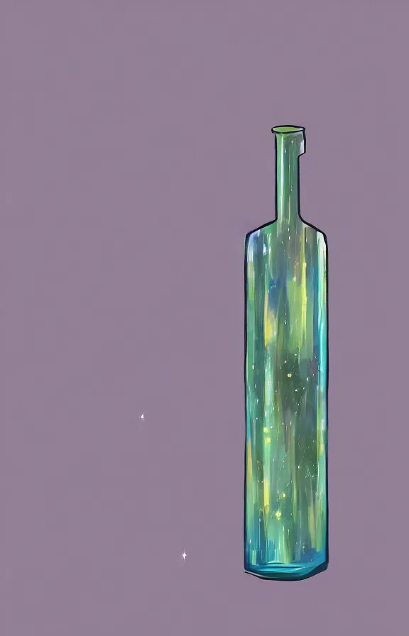 Prompt: liquid universe inside a bottle, minimalist artwork