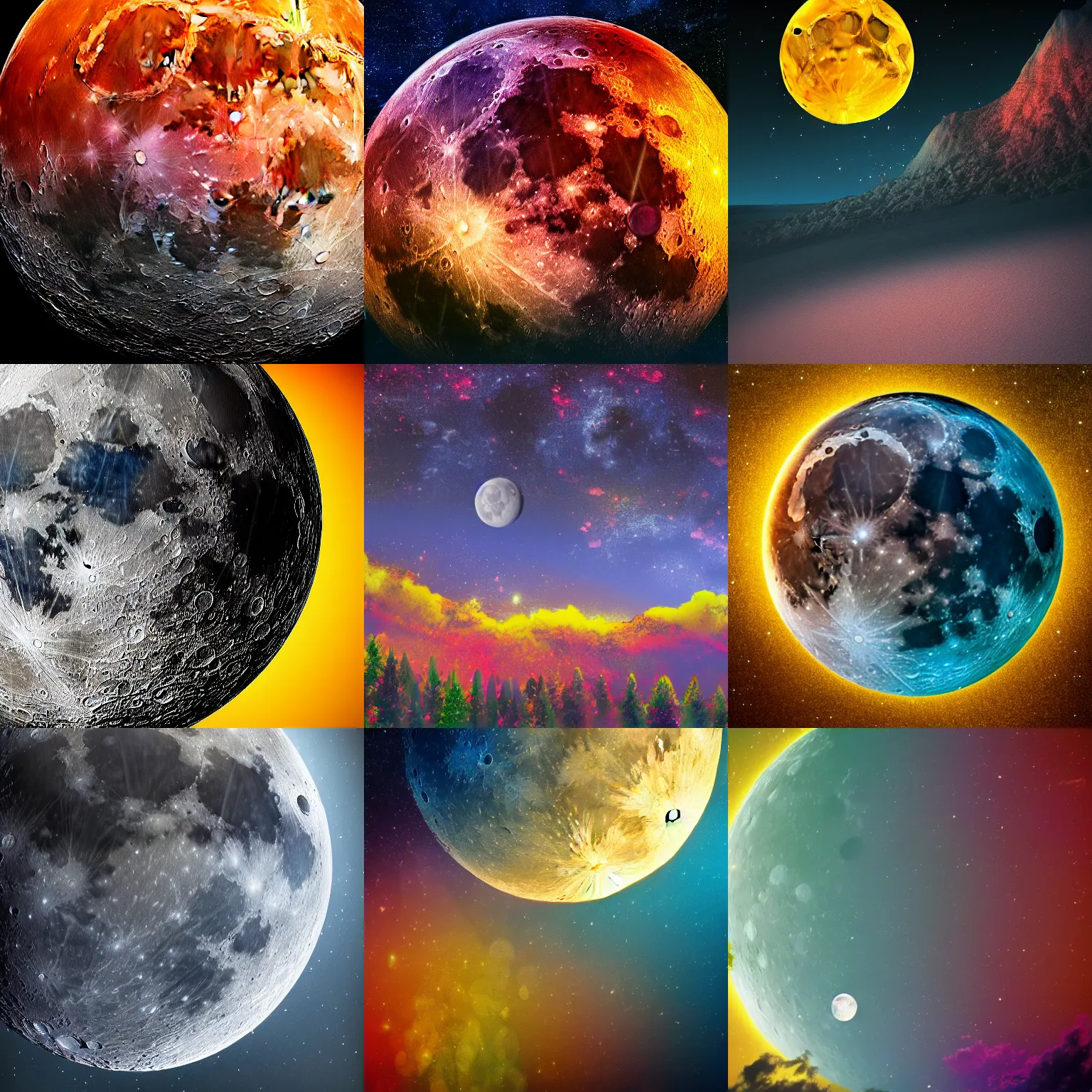 Prompt: a colorfull picture of the moon, realistic, dramatic, 4K