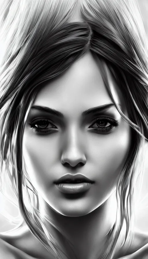 Image similar to up close portrait of a beautiful woman in black and white, photorealistic, upper body, art by diego fazio and diegoKoi and artgerm, concept art, hyper sharp focus, 8k highly detailed