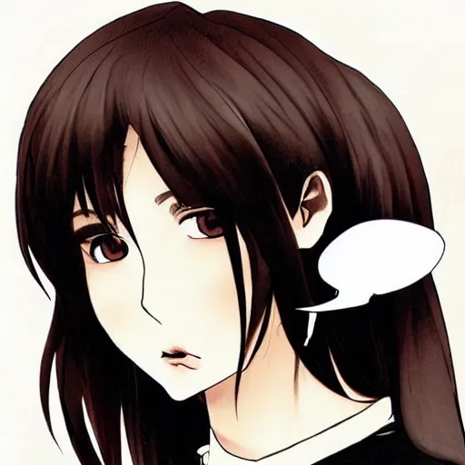 Image similar to portrait of a girl with short brown hair, wearing a white blouse and black choker, smoking a cigarette, drawn by WLOP, by Avetetsuya Studios, attractive character, colored sketch anime manga panel, unsaturated, dull colors, trending on Artstation