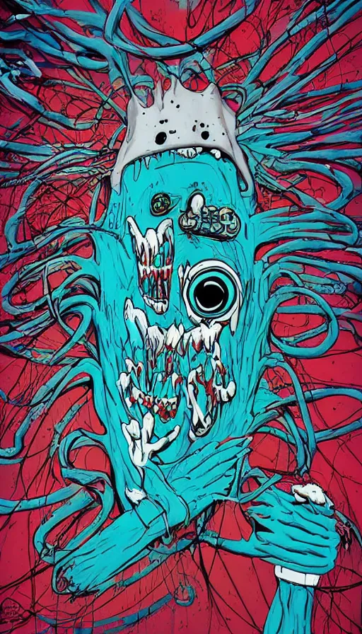 Prompt: techno artwork, by alex pardee