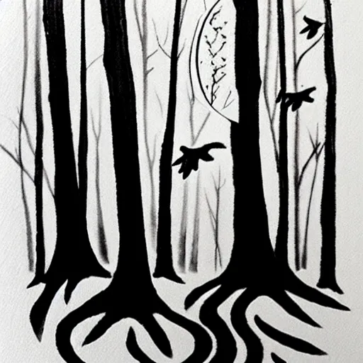 Image similar to zen forest ink