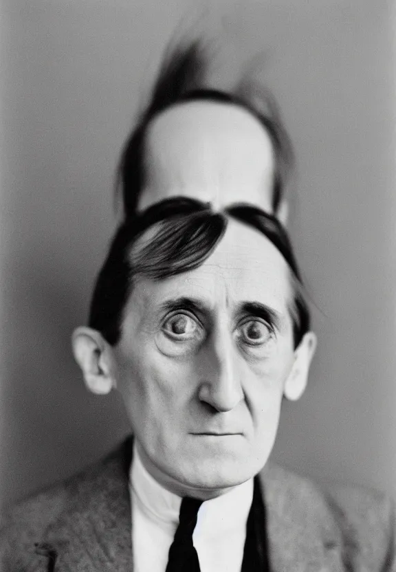 Prompt: a close - up casual photo of marcel duchamp with playful eyes, 1 9 2 0 s monochrome snapshot, graflex 4 x 5, f 1. 8, 3 5 mm, ilford delta 3 2 0 0 pro