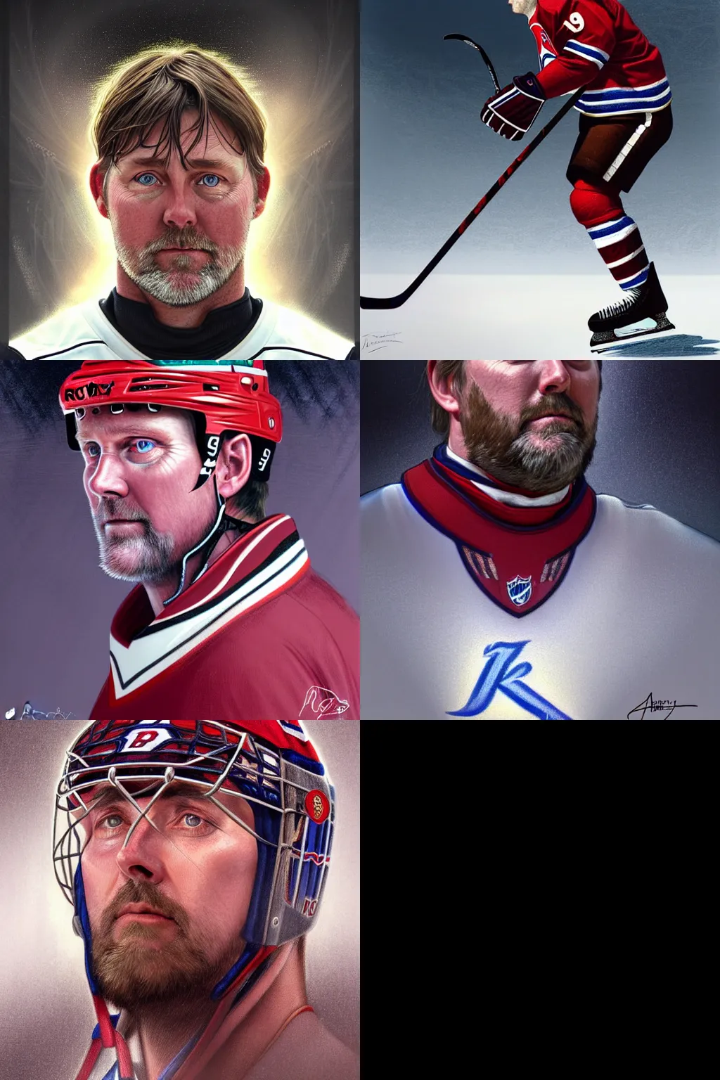 Image similar to beautiful portrait of Patrick Roy as a hockey coach, fantasy, intricate, elegant, highly detailed, digital painting, artstation, concept art, smooth, sharp focus, luxury fashion illustration, art by artgerm and greg rutkowski and alphonse mucha, brightly lit cinematic soft lighting, photorealistic