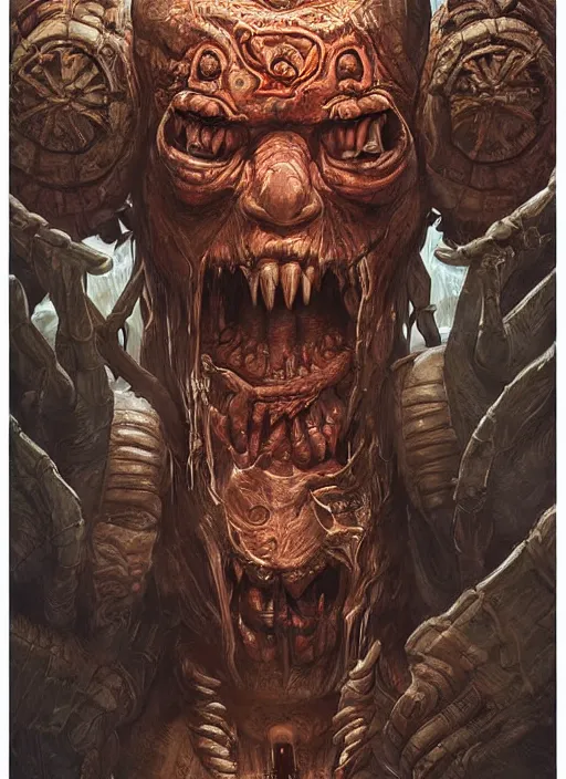 Image similar to digital _ painting _ of _ horror mayan terror _ by _ filipe _ pagliuso _ and _ justin _ gerard _ symmetric _ fantasy _ highly _ detailed _ realistic _ intricate _ port