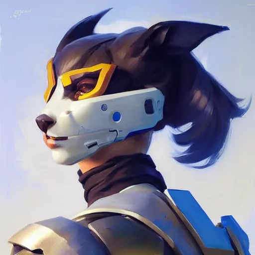 Image similar to greg manchess portrait painting of partially armored purrfect protagonist cat as overwatch character, medium shot, asymmetrical, profile picture, organic painting, sunny day, matte painting, bold shapes, hard edges, street art, trending on artstation, by huang guangjian and gil elvgren and sachin teng