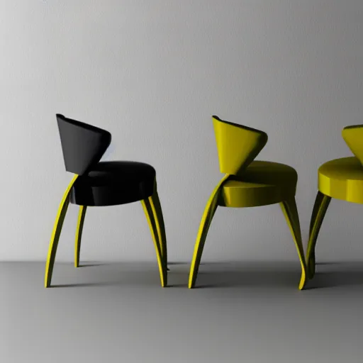 Image similar to three view design of a banana - shaped chair