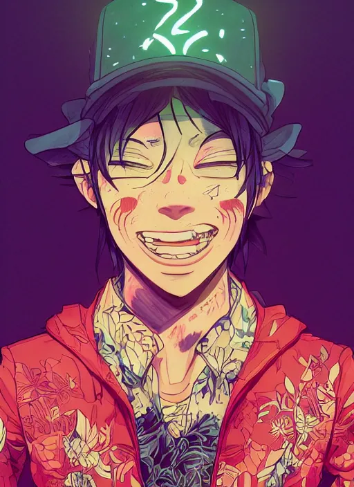 Prompt: portrait of happy anime boy, an ultrafine detailed illustration by james jean, intricate linework, bright colors, final fantasy, behance contest winner, vanitas, angular, altermodern, unreal engine 5 highly rendered, global illumination, radiant light, detailed and intricate environment