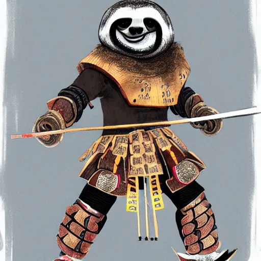 Image similar to anthropomorphic sloth in samurai armor