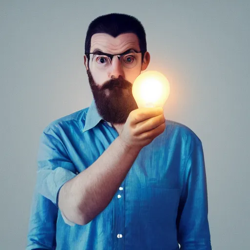 Image similar to man with a lightbulb for a head, volumetric lighting