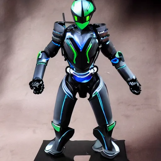 Image similar to Bio mechanical Kamen Rider, glowing eyes, daytime, grey rubber undersuit, segmented armor