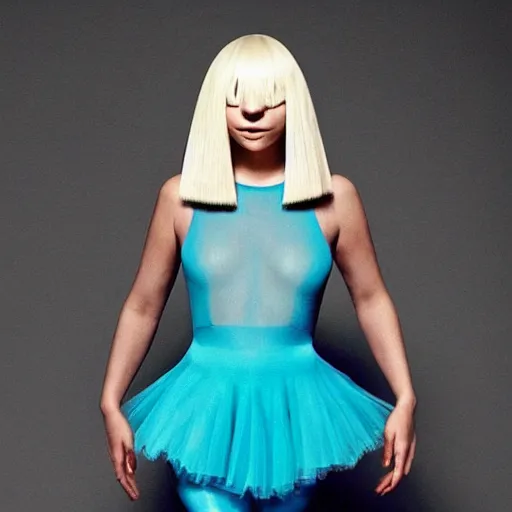 Image similar to sia furler wearing a leotard full body photoshoot