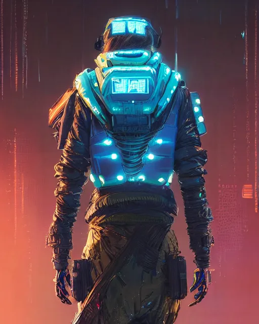 Prompt: wraith from apex legends, cyberpunk futuristic neon. reflective puffy coat, decorated with traditional japanese ornaments by ismail inceoglu dragan bibin hans thoma greg rutkowski alexandros pyromallis nekro rene maritte illustrated, perfect face, fine details, realistic shaded, fine - face, pretty face