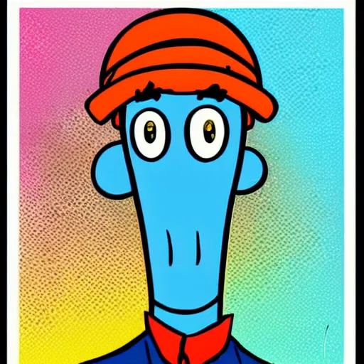 Image similar to handsome squidward portrait, pop art, propaganda, male, male portrait, vivid colors