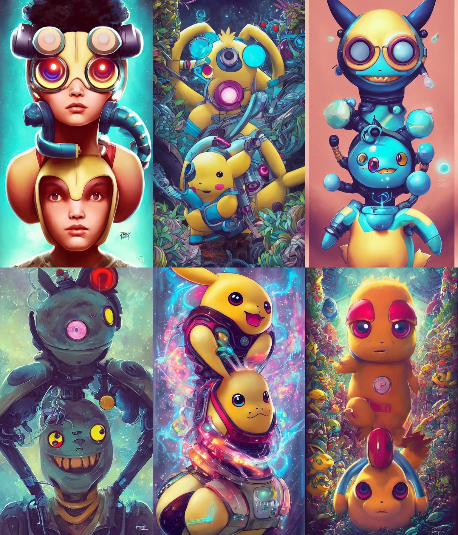 Image similar to lofi BioPunk Pokemon Pikachu portrait Pixar style by Tristan Eaton_Stanley Artgerm and Tom Bagshaw,