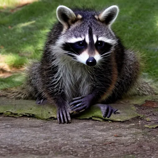 Prompt: photo of a raccoon playing the guitar