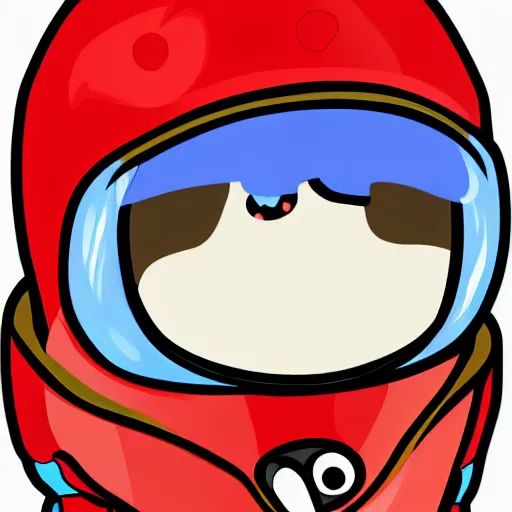 Image similar to a red suit astronaut high detail, with a light blue face, 4 k, cute simple cartoon kawaii