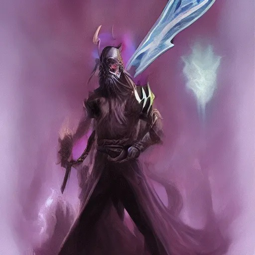 Prompt: fantasy painting of a dark elf with a dagger in the end, cover for a fantasy book
