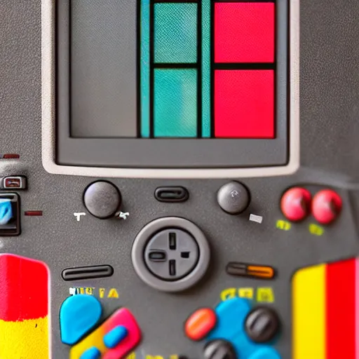 Prompt: An Aztec Game Boy, 100mm macro, bokeh, detailed, studio-lighting, award-winning