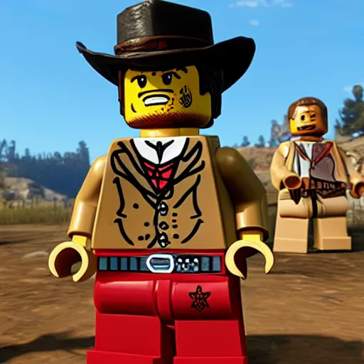 Prompt: Red Dead Redemption 2 in Lego