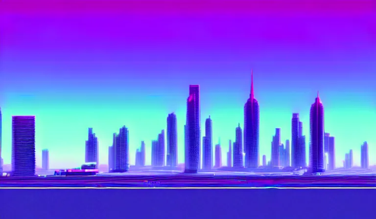 Image similar to a beautiful and immaculate futuristic city. vaporwave ombre rendering. outrun style. trending on artstation. recommended for you behance. by chris moore. by edward hopper. beeple colors. metropolis filmic.