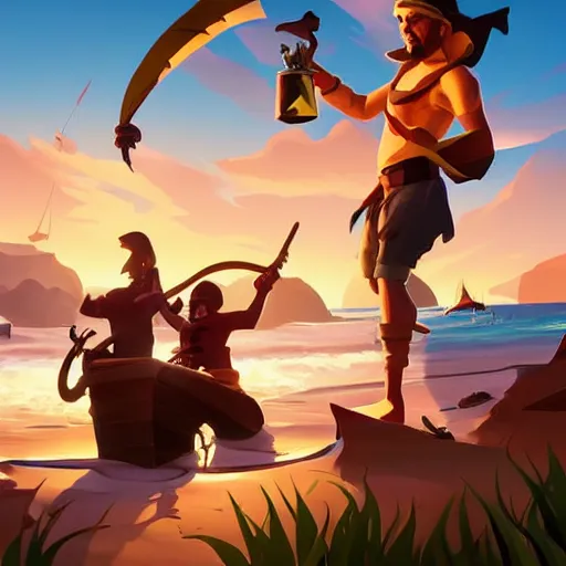 Image similar to painting treasure on sea of thieves game smooth median photoshop filter cutout vector, behance hd by jesper ejsing, by rhads, makoto shinkai and lois van baarle, ilya kuvshinov, rossdraws global illumination