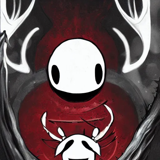 Prompt: hollow knight. Corrupted. High detail. Cover art. No text. Red