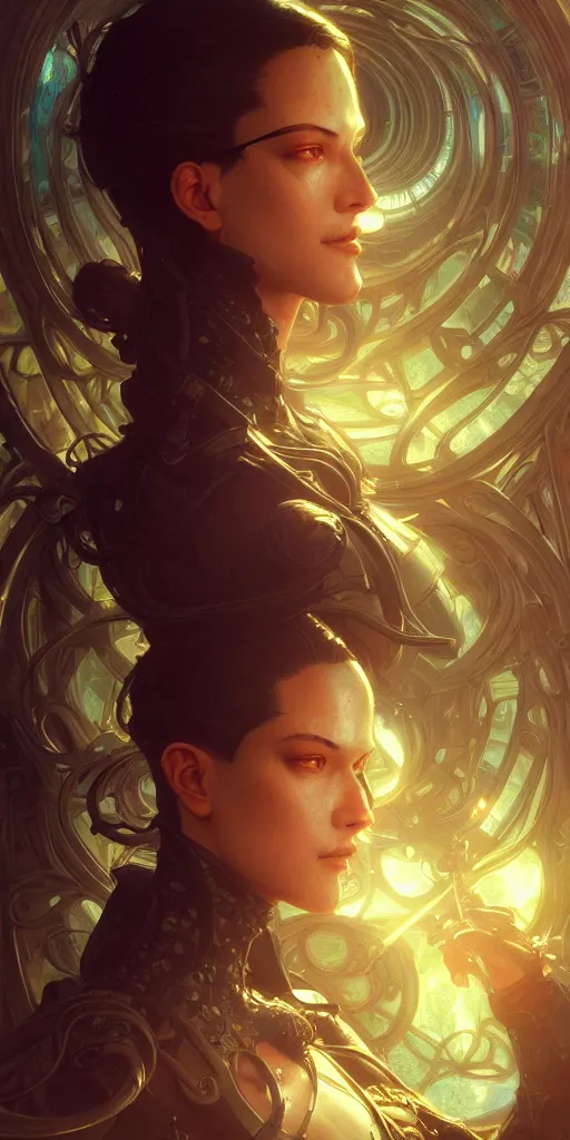 Image similar to matrix, intricate, highly detailed, digital painting, artstation, concept art, smooth, sharp focus, illustration, Unreal Engine 5, 8K, art by artgerm and greg rutkowski and alphonse mucha