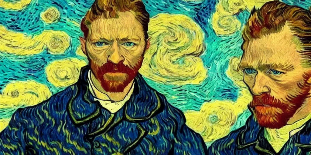 Image similar to James McAvoy as Vincent van Gogh in 'Almost Dry: Painting History' (2022), movie still frame