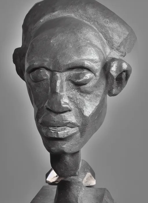 Prompt: stylised bust sculpture of Demas Nwoko, beautiful studio lighting