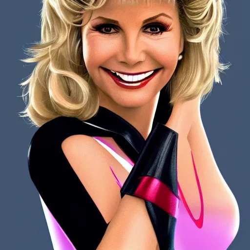 Image similar to a portrait of a beautiful Olivia Newton-John as Sandy from Grease (1978), smiling, clear eyes, illustration, soft lighting, soft details, painting oil on canvas, octane render, HDR, trending on artstation, 4k, 8k, HD
