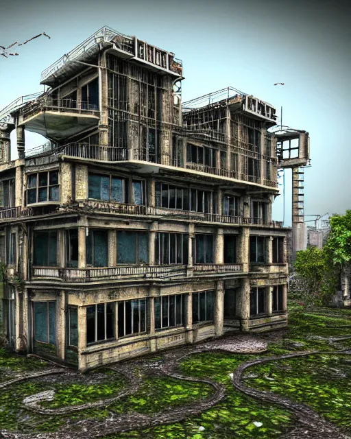 Image similar to a beautiful ultradetailed highly detailed house city nature industrial architecture urbex unfinished building by owen d. pomery, thermal imaging liberty city flowers, archdaily, wallpaper, highly detailed, trending on artstation.