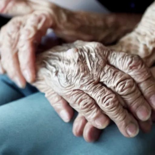 Image similar to highly detailed close up of elderly hands