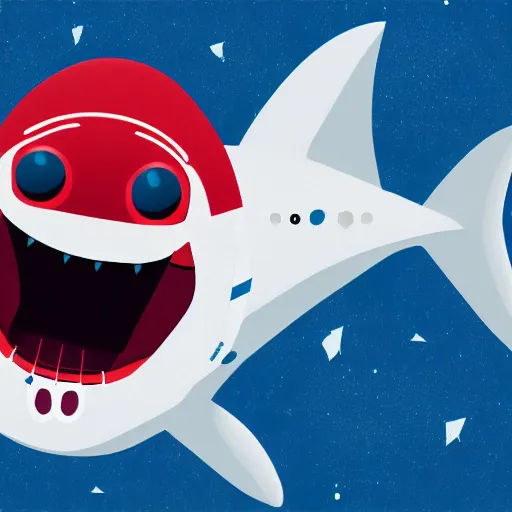 Prompt: an anthropomorphised shark as astronaut, centered, highly detailed, digital art