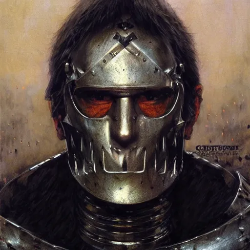 Image similar to dark souls knight, realistic closeup portrait art by norman rockwell and donato giancola and greg rutkowski