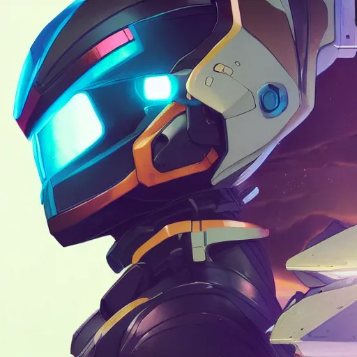 Image similar to a portrait of a stunning beautiful elite megan fox gundam pilot, with an intricate, detailed, urban inspired hiphop afro futuristic helmet, vector behance hd jesper ejsing, rhads, makoto shinkai, lois van baarle, ilya kuvshinov, rossdraws, hd, 3 2 k, ilya kuvshinov, gustav klimt