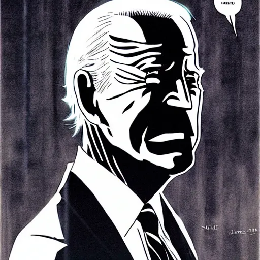 Image similar to Joe Biden looking sinister, by Tsutomu Nihei, highly detailed