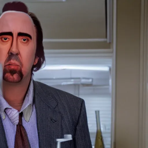 Prompt: nic cage but he is playing the hamburgler, movie still, hd digital photography