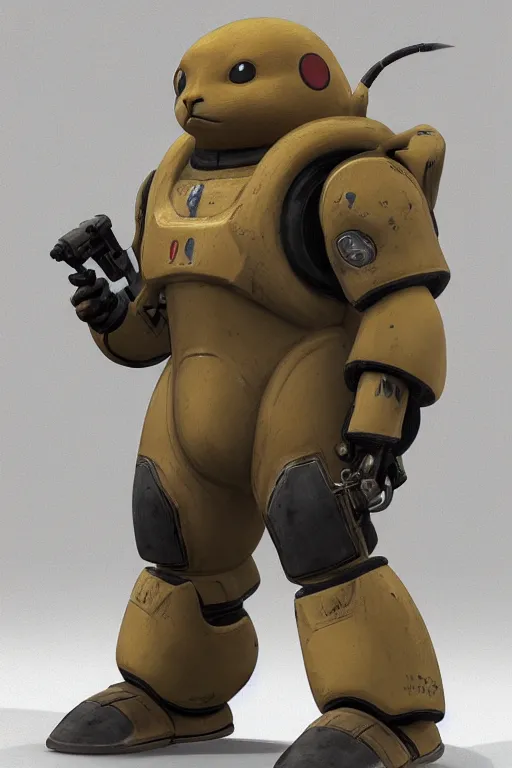 Prompt: portrait of pikachu in starcraft terran marine power armor, concept art by wayne reynolds, high quality 3 d render hyperrealist very cute muted color fluffy! highly detailed, intricate, substance material, vray smooth, soft indoor light, low angle, uhd 8 k, sharp focus, cgsociety