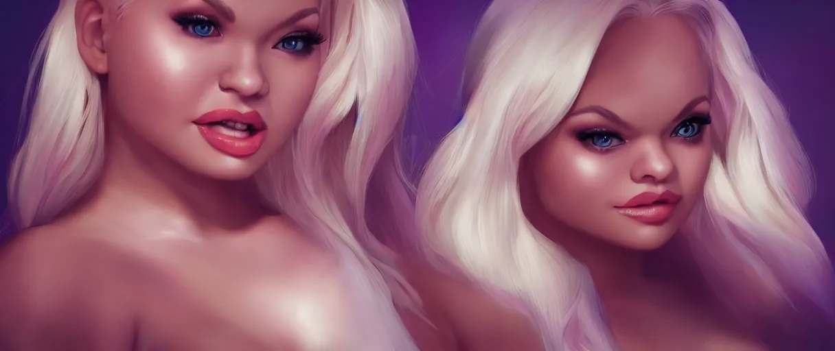 Image similar to very beautiful trisha paytas, happy appearance, ioyful vibe and lighting, cgsociety, artstation, in the style of artgerm