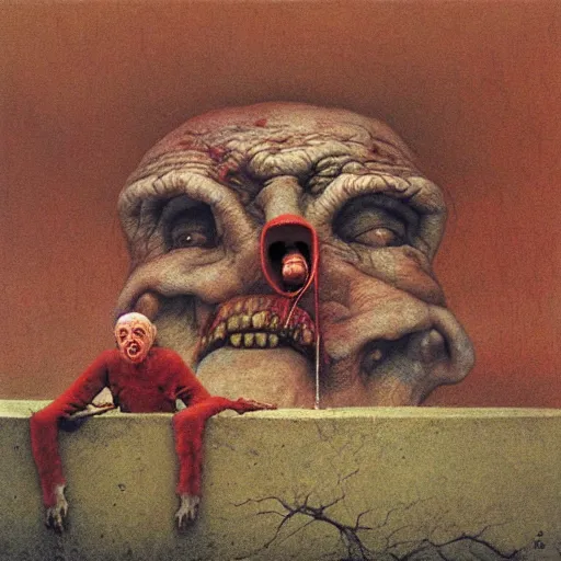 Image similar to Presidents of federal nation laughing at dying people from hunger. Beksiński style, depth of field, scary, HD, painting