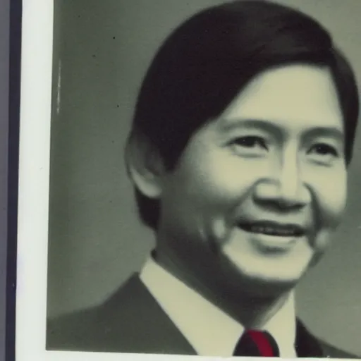 Prompt: a polaroid photo of BongBong Marcos as D.B. Cooper