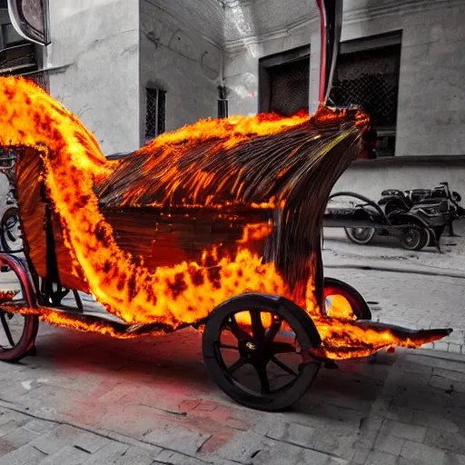 Image similar to chariot of fire, a chariot made of fire, DSLR PHOTOGRAPHY